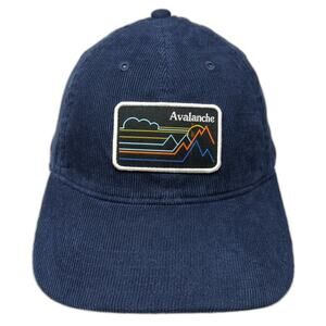 Avalanche Blue Corduroy Baseball Cap One Size Mountain Patch Strapback Hat